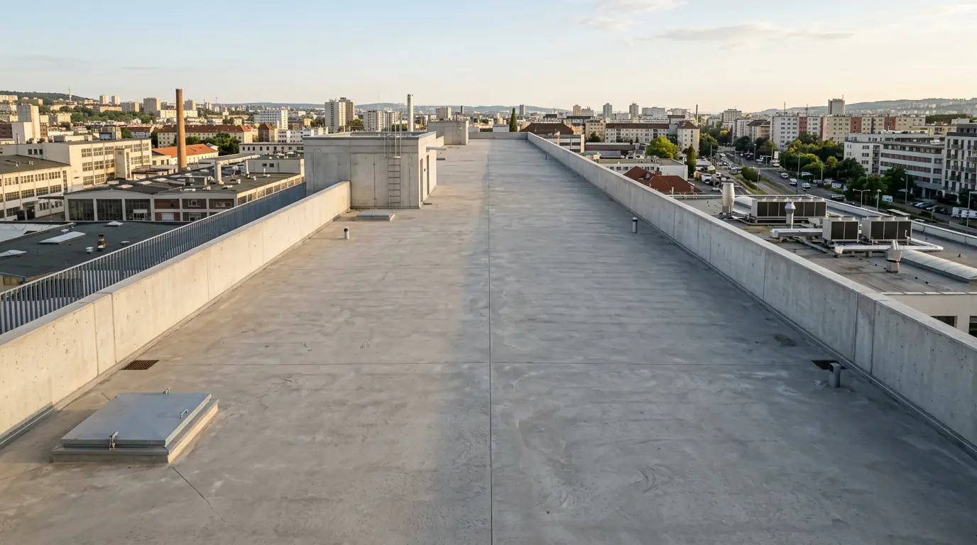 Bare concrete rooftop before solar installation